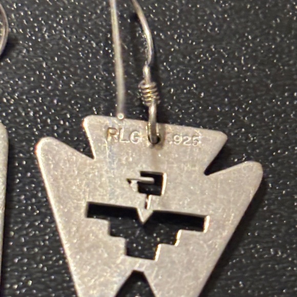 Thunderbird Arrow Earrings signed RLG See Photos Sterling Earrings - Picture 5 of 11